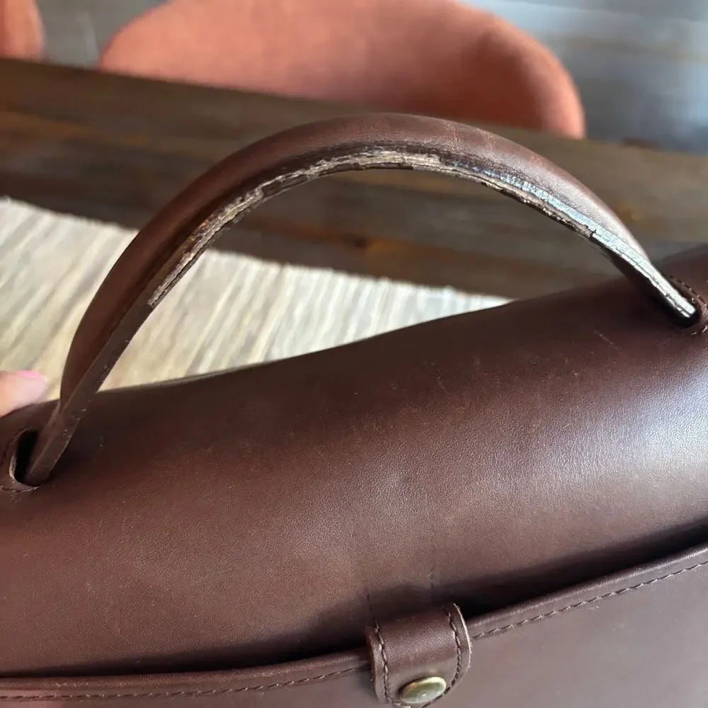 EDDIE BAUER | Vintage Mahogany Leather Shell Briefcase / Portfolio Bag